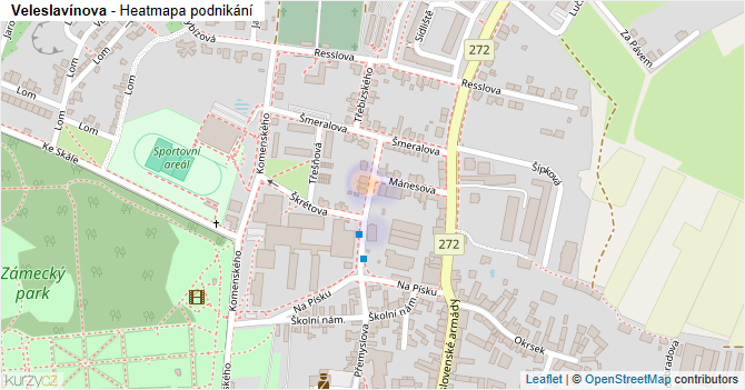 Veleslavínova - mapa podnikání