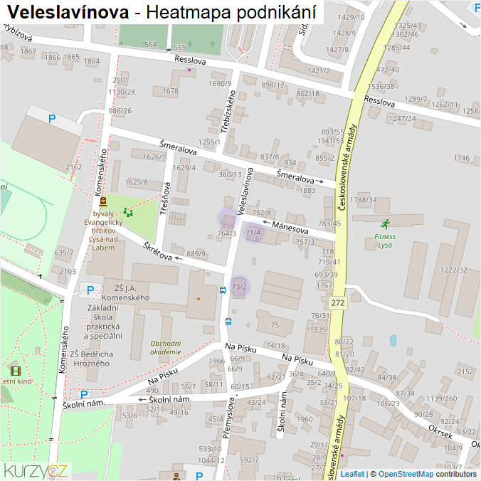 Mapa Veleslavínova - Firmy v ulici.