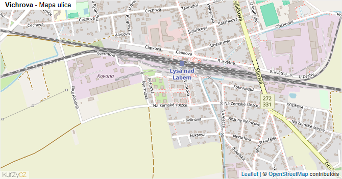 Vichrova - mapa ulice