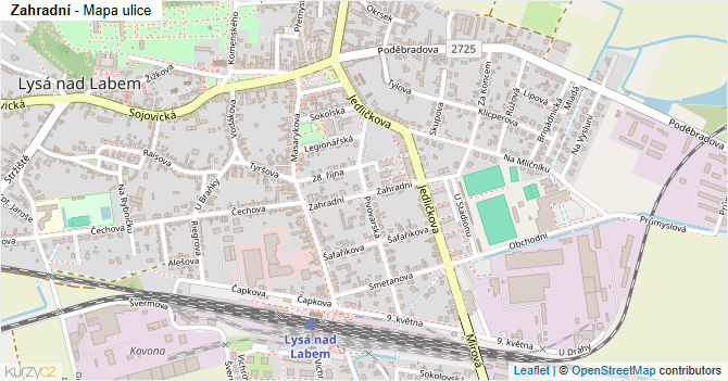Zahradní - mapa ulice