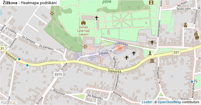 Žižkova - mapa podnikání