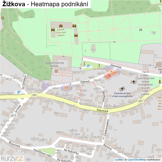 Mapa Žižkova - Firmy v ulici.