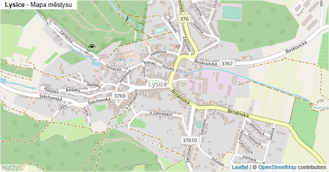 Lysice - mapa městysu