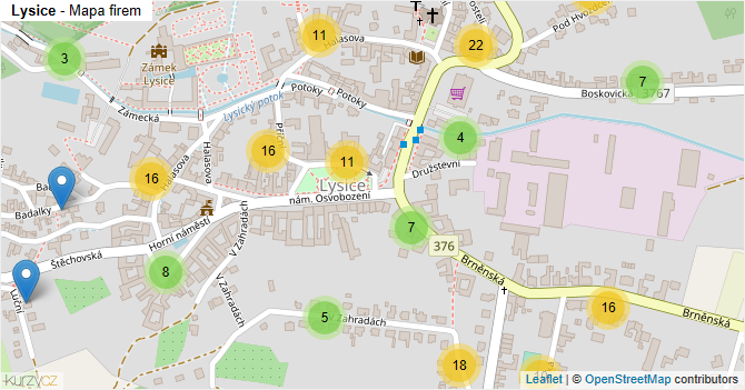 Lysice - mapa firem