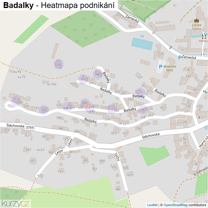 Mapa Badalky - Firmy v ulici.