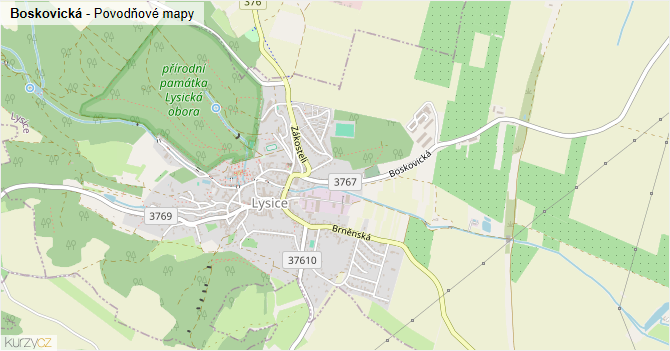Boskovická - záplavové mapy stoleté vody