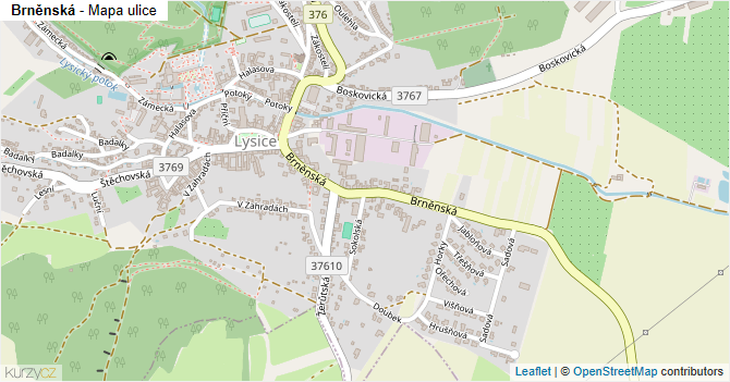 Brněnská - mapa ulice