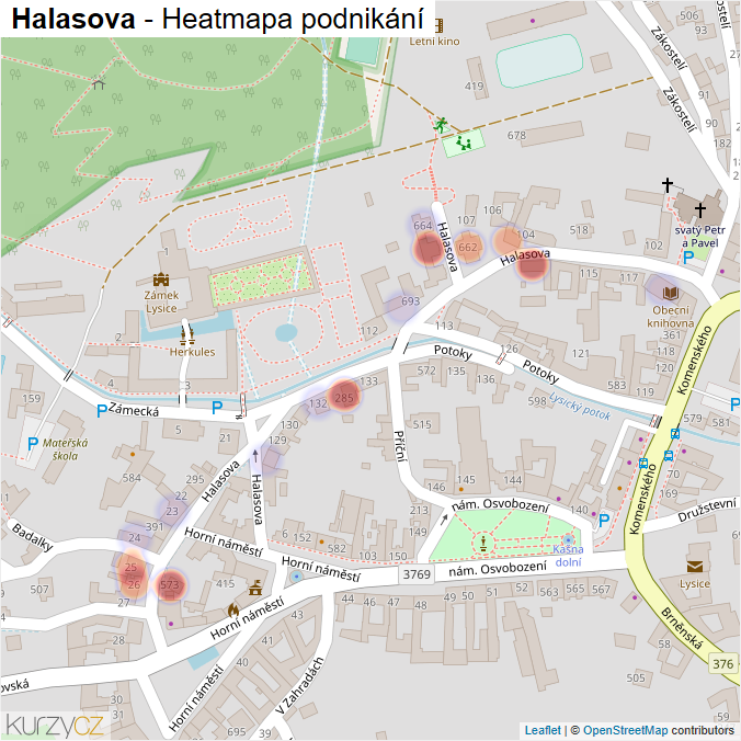 Mapa Halasova - Firmy v ulici.