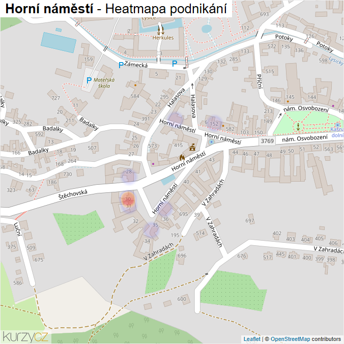 Mapa Horní náměstí - Firmy v ulici.