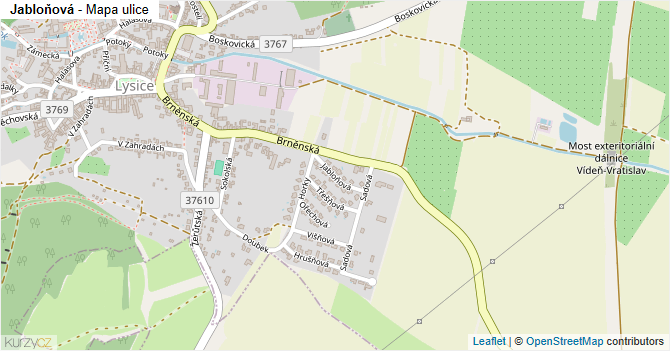 Jabloňová - mapa ulice