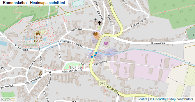 Komenského - mapa podnikání