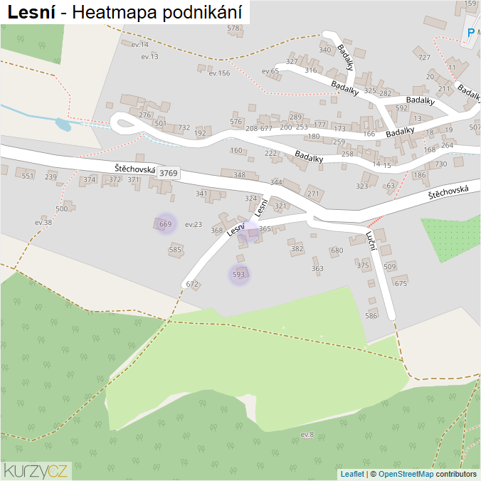 Mapa Lesní - Firmy v ulici.