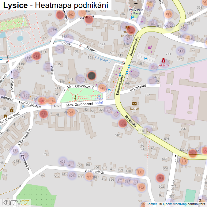 Mapa Lysice - Firmy v části obce.