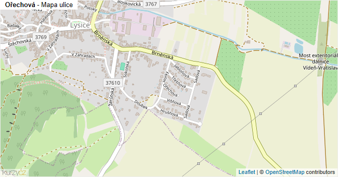 Ořechová - mapa ulice