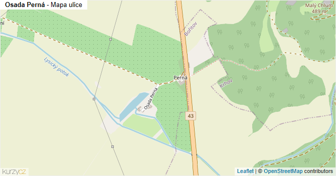 Osada Perná - mapa ulice