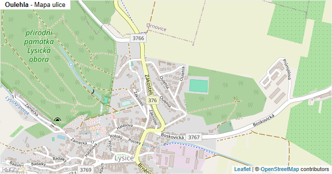 Oulehla - mapa ulice