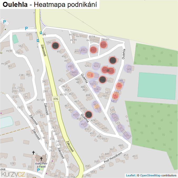 Mapa Oulehla - Firmy v ulici.
