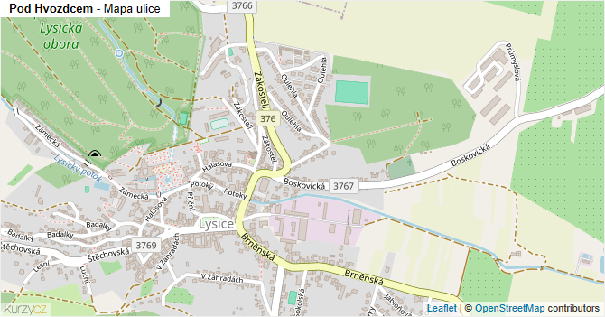 Pod Hvozdcem - mapa ulice