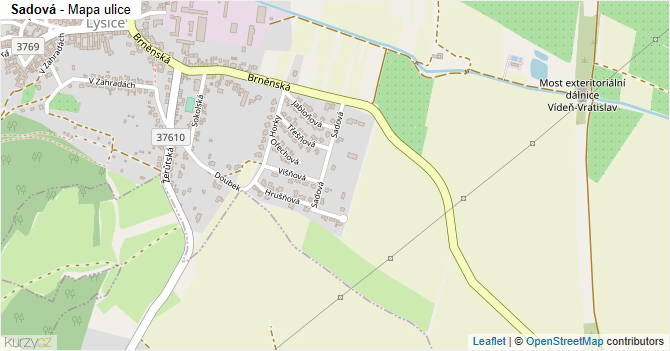 Sadová - mapa ulice