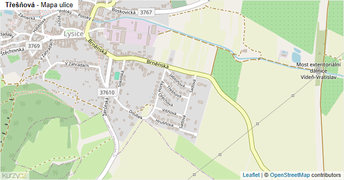 Třešňová - mapa ulice