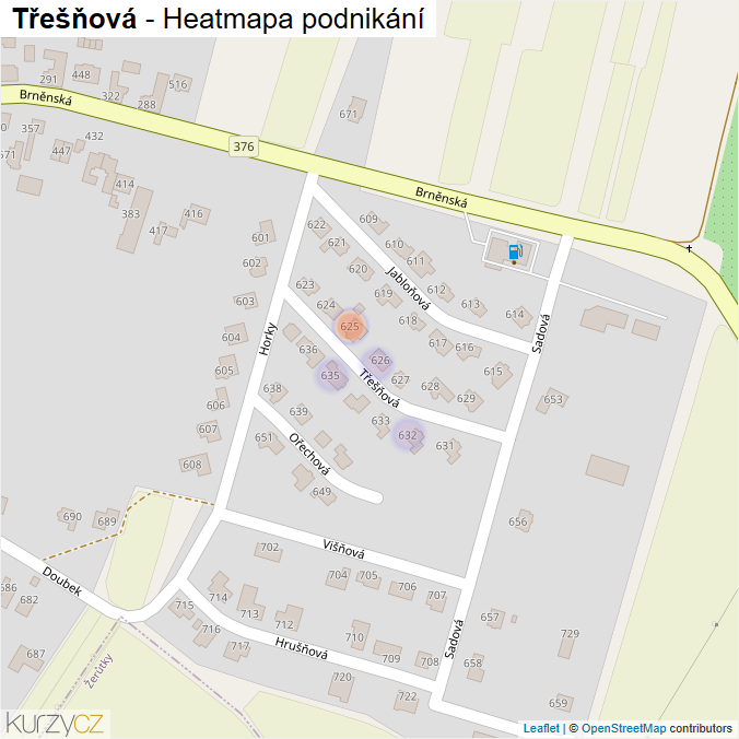 Mapa Třešňová - Firmy v ulici.