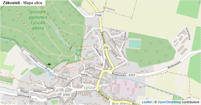 Zákostelí - mapa ulice
