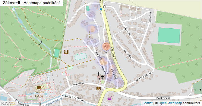 Zákostelí - mapa podnikání