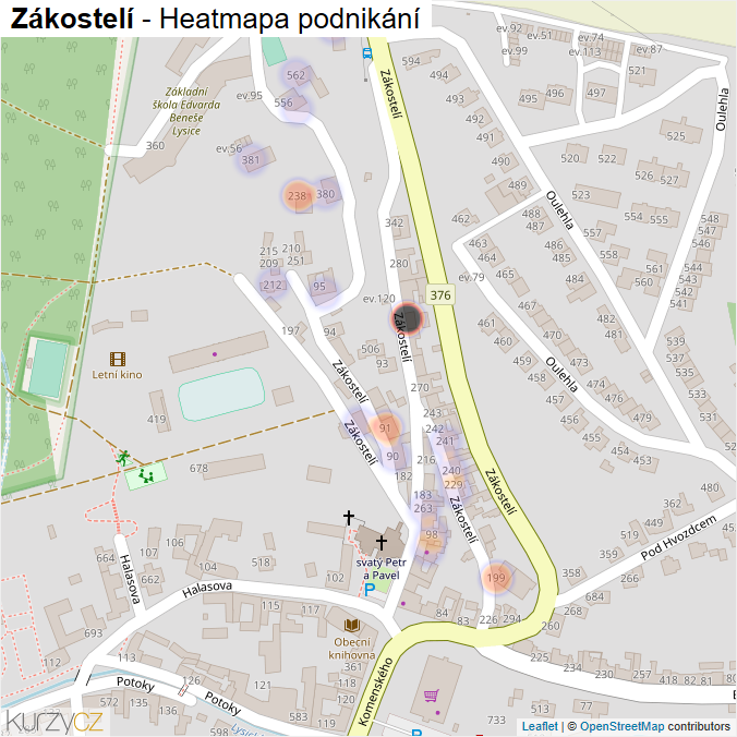 Mapa Zákostelí - Firmy v ulici.