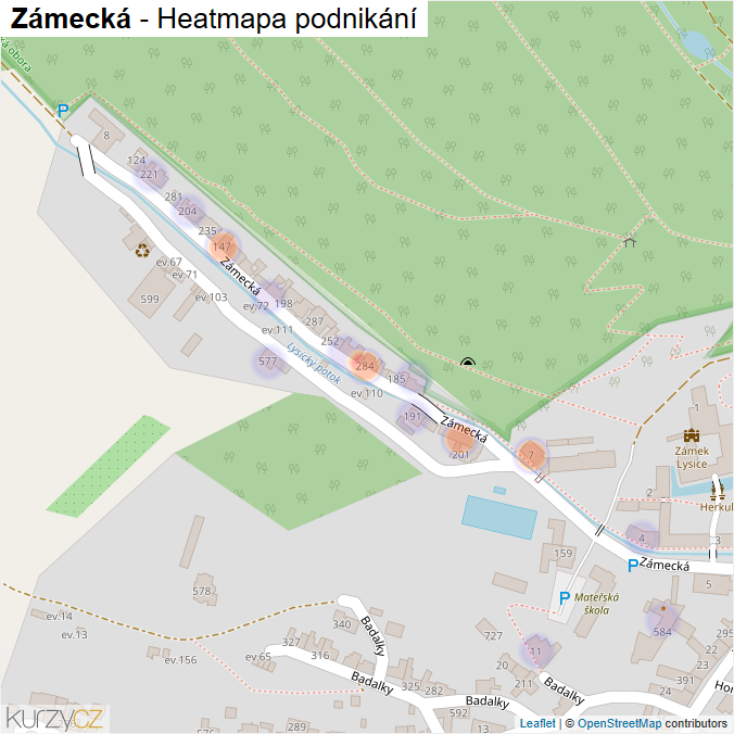 Mapa Zámecká - Firmy v ulici.