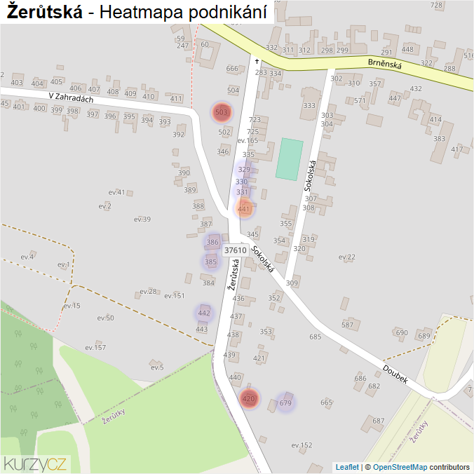 Mapa Žerůtská - Firmy v ulici.