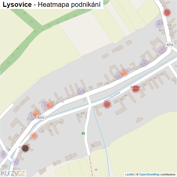 Mapa Lysovice - Firmy v části obce.