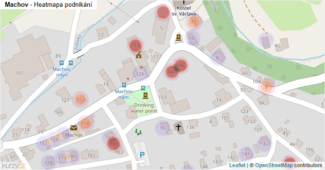 Machov - mapa podnikání