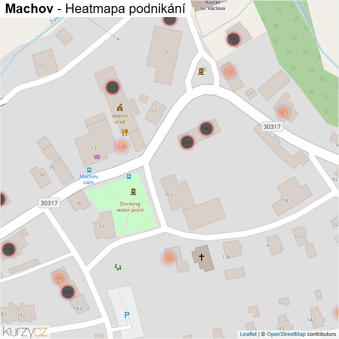 Mapa Machov - Firmy v obci.