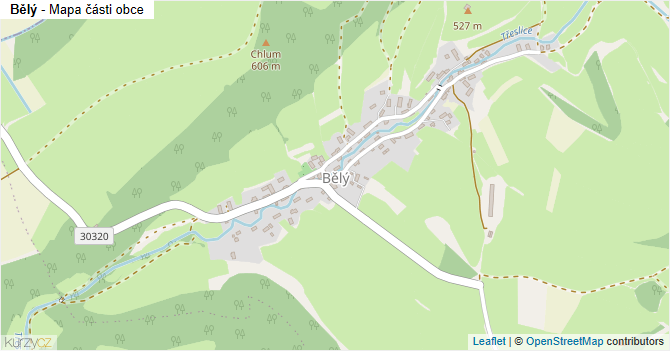 Bělý - mapa části obce