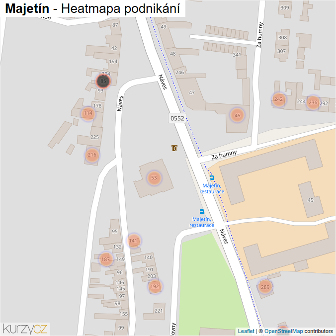 Mapa Majetín - Firmy v obci.