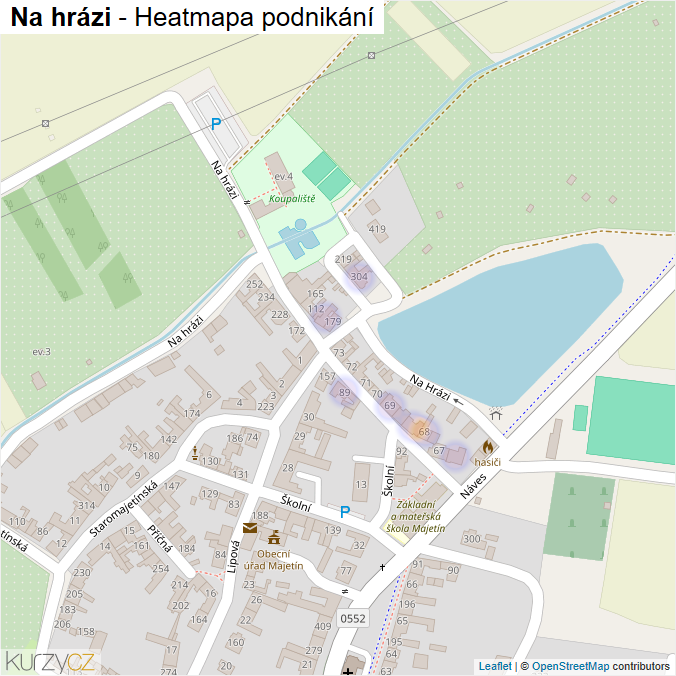 Mapa Na hrázi - Firmy v ulici.