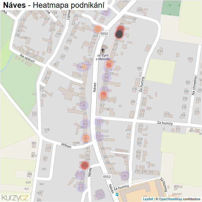 Mapa Náves - Firmy v ulici.