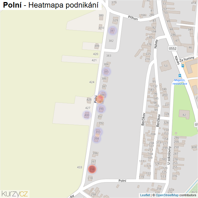 Mapa Polní - Firmy v ulici.
