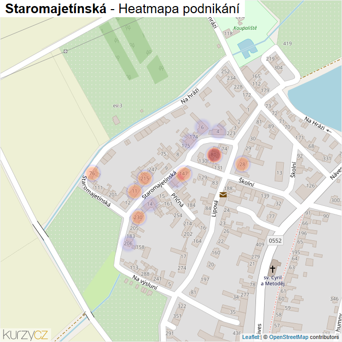 Mapa Staromajetínská - Firmy v ulici.