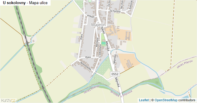 U sokolovny - mapa ulice