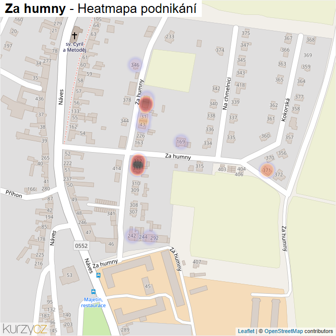 Mapa Za humny - Firmy v ulici.