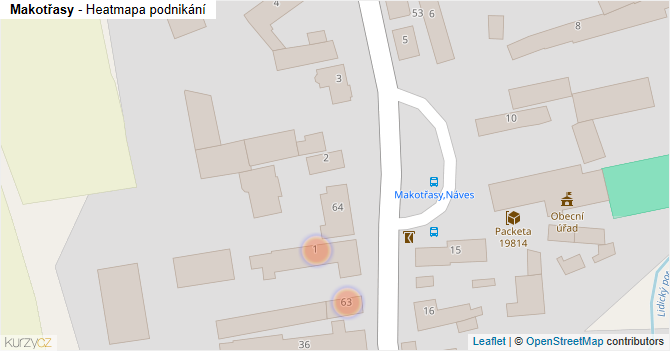 Makotřasy - mapa podnikání