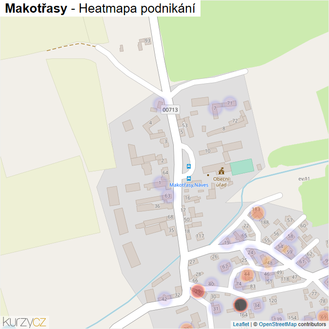 Mapa Makotřasy - Firmy v části obce.