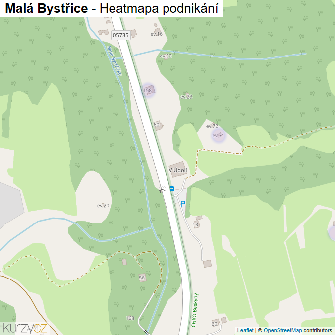 Mapa Malá Bystřice - Firmy v části obce.