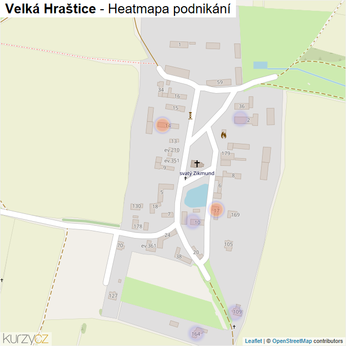 Mapa Velká Hraštice - Firmy v části obce.