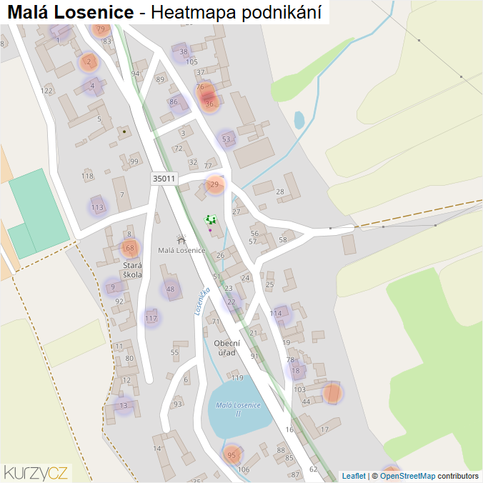 Mapa Malá Losenice - Firmy v části obce.