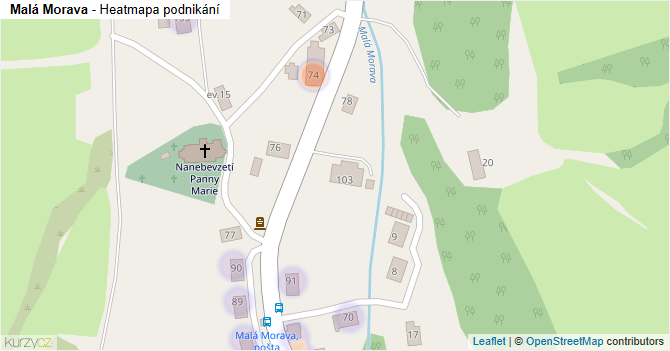 Malá Morava - mapa podnikání