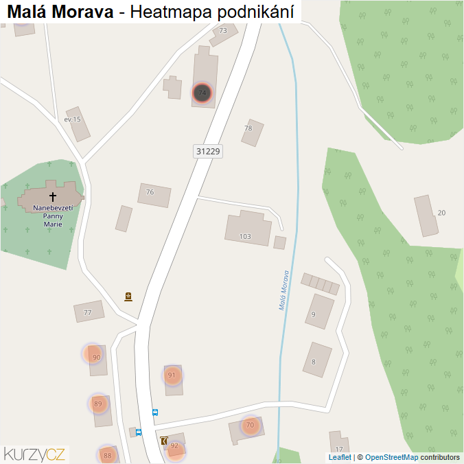 Mapa Malá Morava - Firmy v obci.