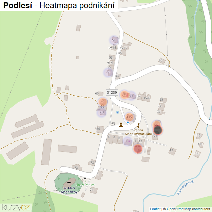 Mapa Podlesí - Firmy v části obce.