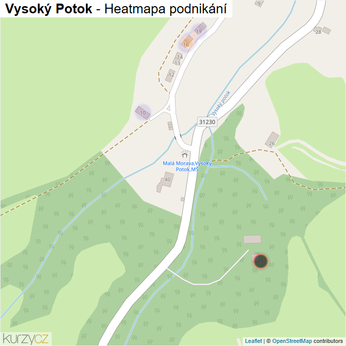 Mapa Vysoký Potok - Firmy v části obce.